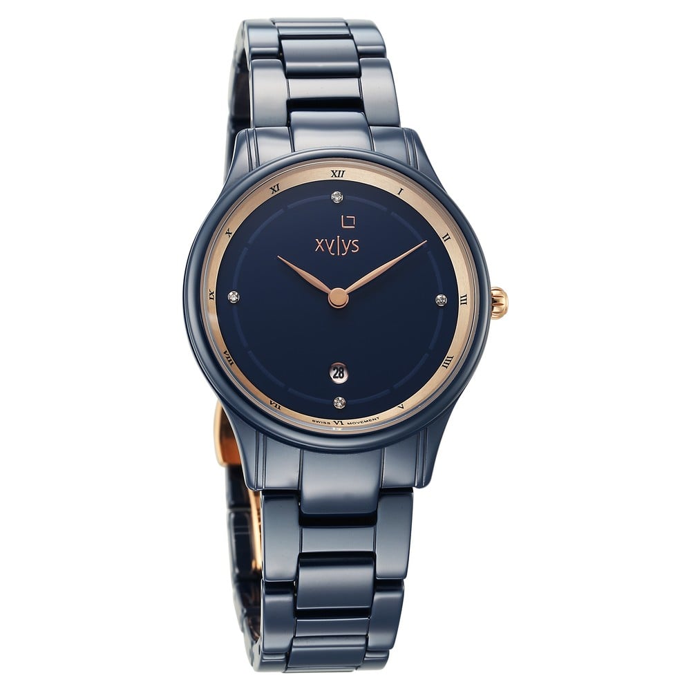 Buy Online Xylys Blue Dial Ceramic Strap Watch for Women 45019qc02e_p