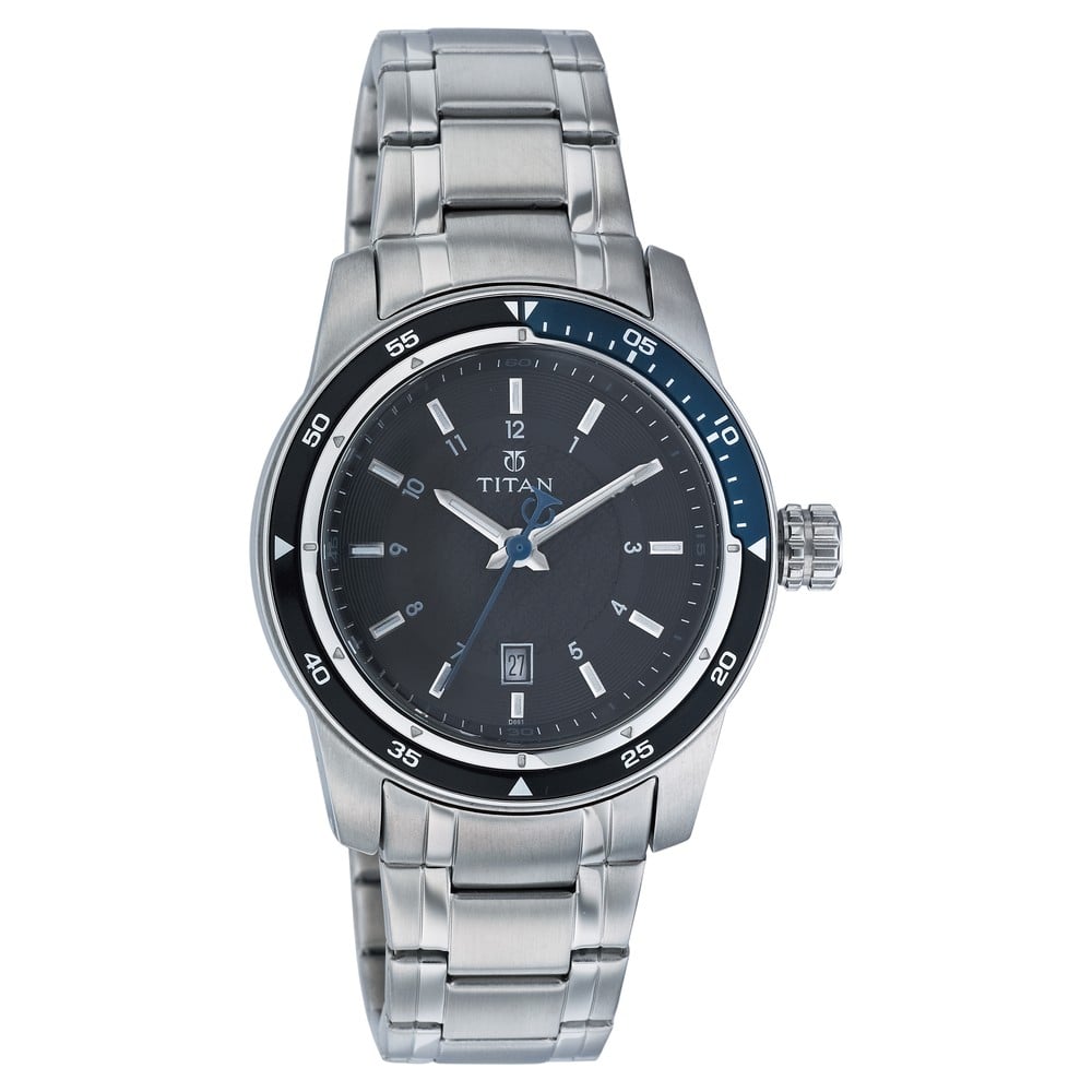 Q Buy Online Titan Quartz Chronograph Black Dial Watch for Men