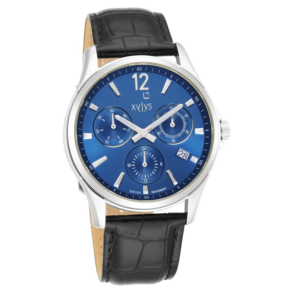 Buy Online Xylys Swiss Multifunction Black Leather Strap Blue Dial Watch For Men ns40054sl02e Titan