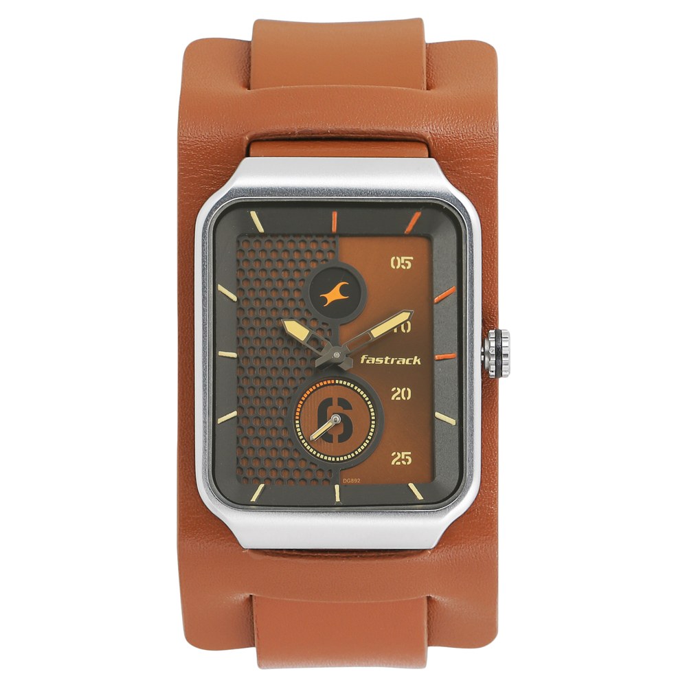 Fastrack 3124sl02 leather analog men's watch clearance