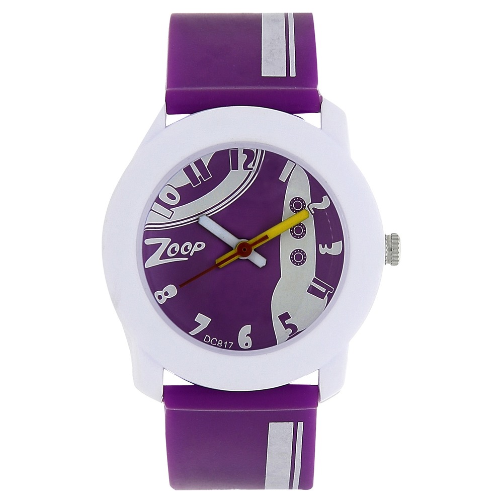 Buy Online Zoop Analog Watch with Purple Dial & Purple Strap for