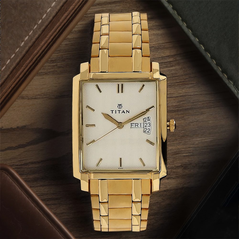 Buy Online Titan Analog with Day and Date Silver Dial Quartz - Main Image