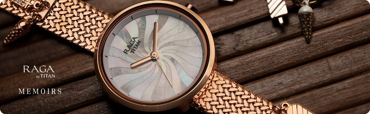 Buy Online Titan Raga Memoirs Quartz Analog Mother Of Pearl Dial With Rose Gold Metal Strap Watch For Women 95253wm01f Titan