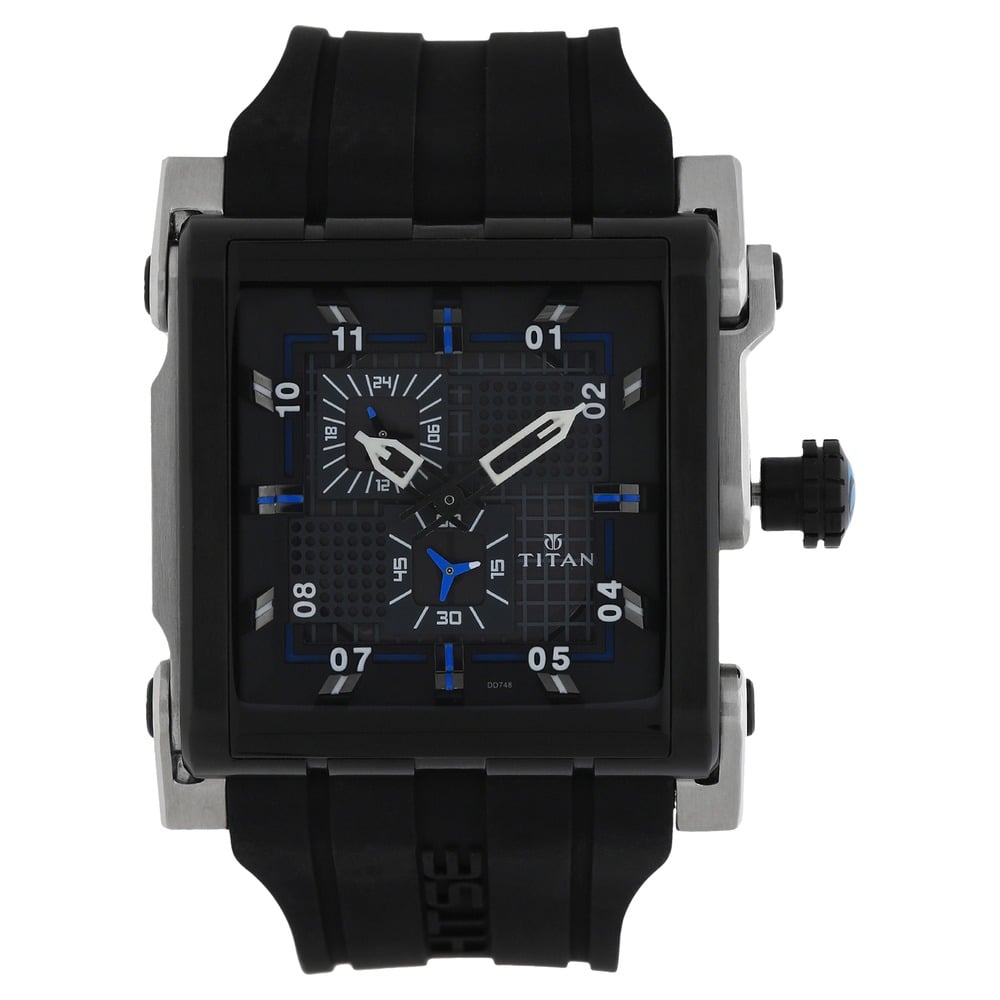Buy Online Titan Quartz Multifunction Black Dial Silicone Strap