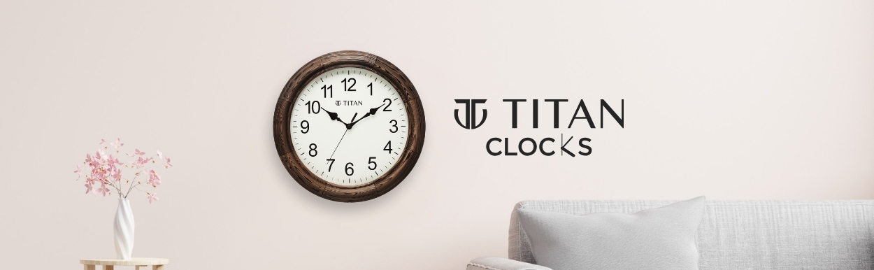 Buy Online Titan Wooden Wall Clock with flame treated case White