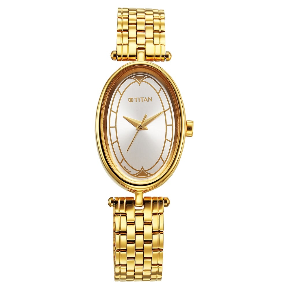 Buy Online Titan Karishma Quartz Analog Silver Dial Golden