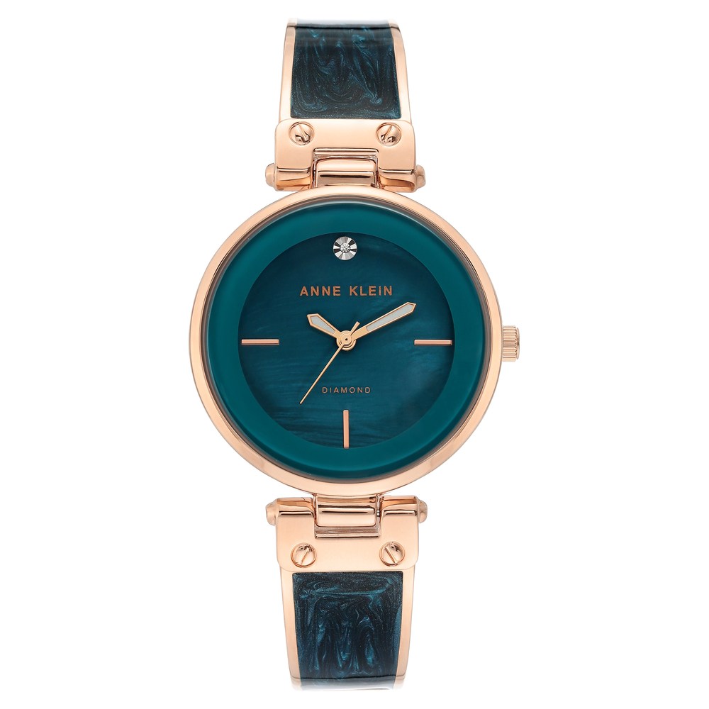 Anne！ Buy Online Anne Klein Quartz Analog Green Dial Metal Strap Watch