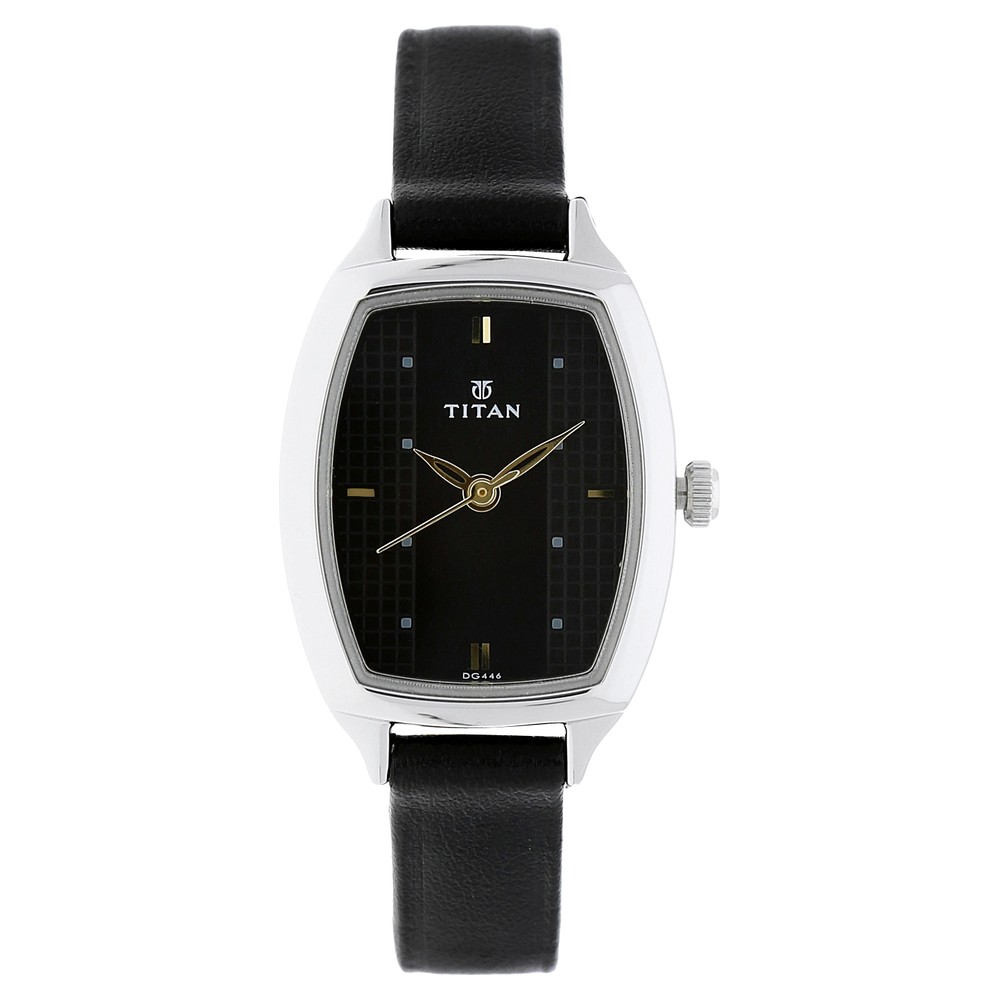Buy Online Titan Karishma Black Dial Analog with Date Leather Strap