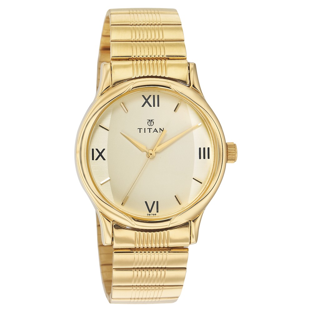 Buy Online Titan Quartz Analog Champagne Dial Stainless Steel Strap Watch for Men ne1580ym02 Titan