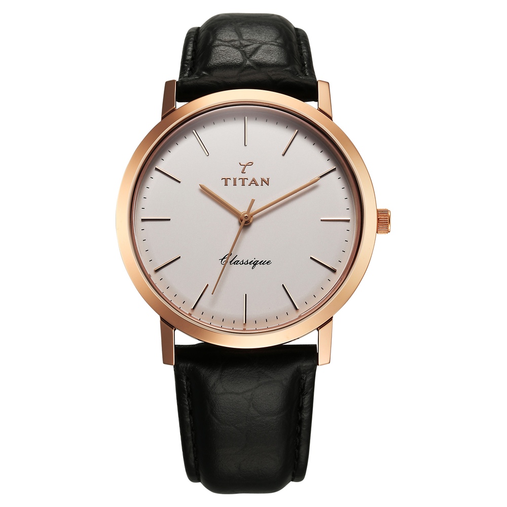 Buy Online Titan 40 years Quartz Analog Silver Dial Black Leather