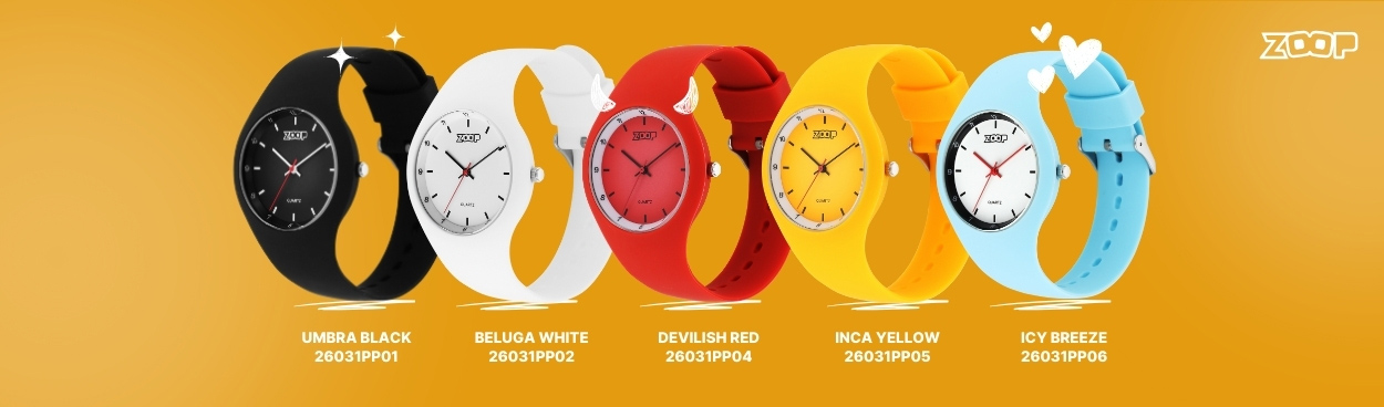 Buy Online Zoop Analog Watch with Yellow Dial & Yellow Strap for