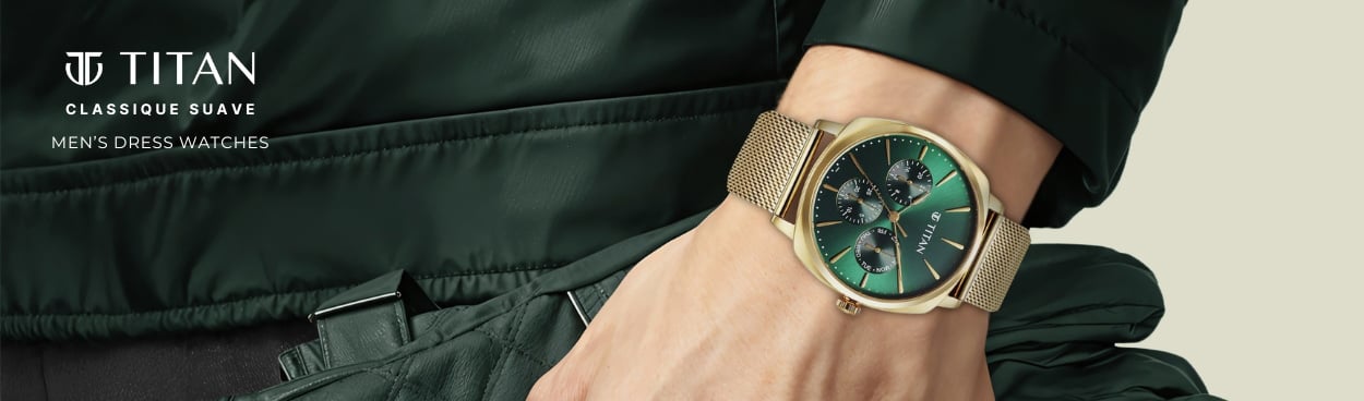 Buy Online Titan Classique Suave Quartz Green Dial Golden