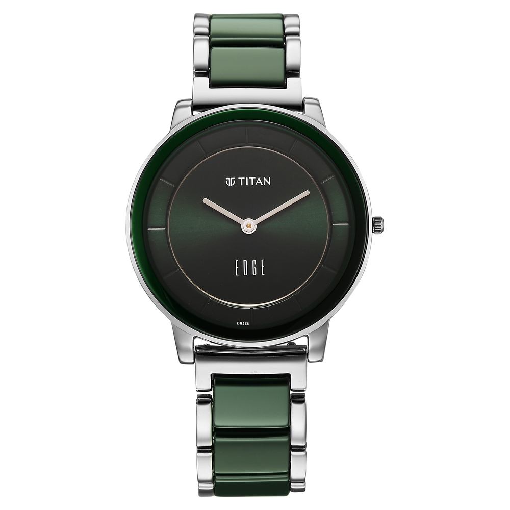 スレンダートーン Buy Online Titan Edge Melange Quartz Analog Green Dial Green Steel