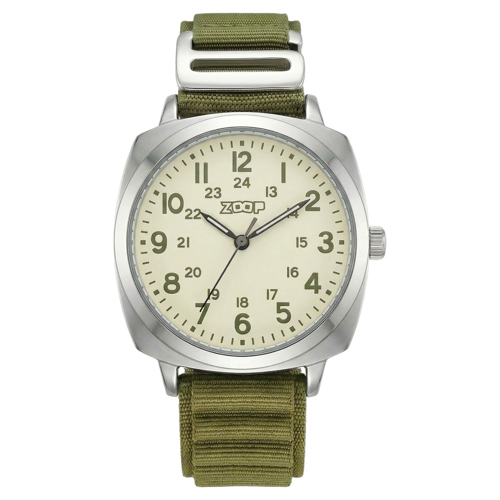 Buy Online Zoop Metal Analog Watch with Olive Green Alpine Strap