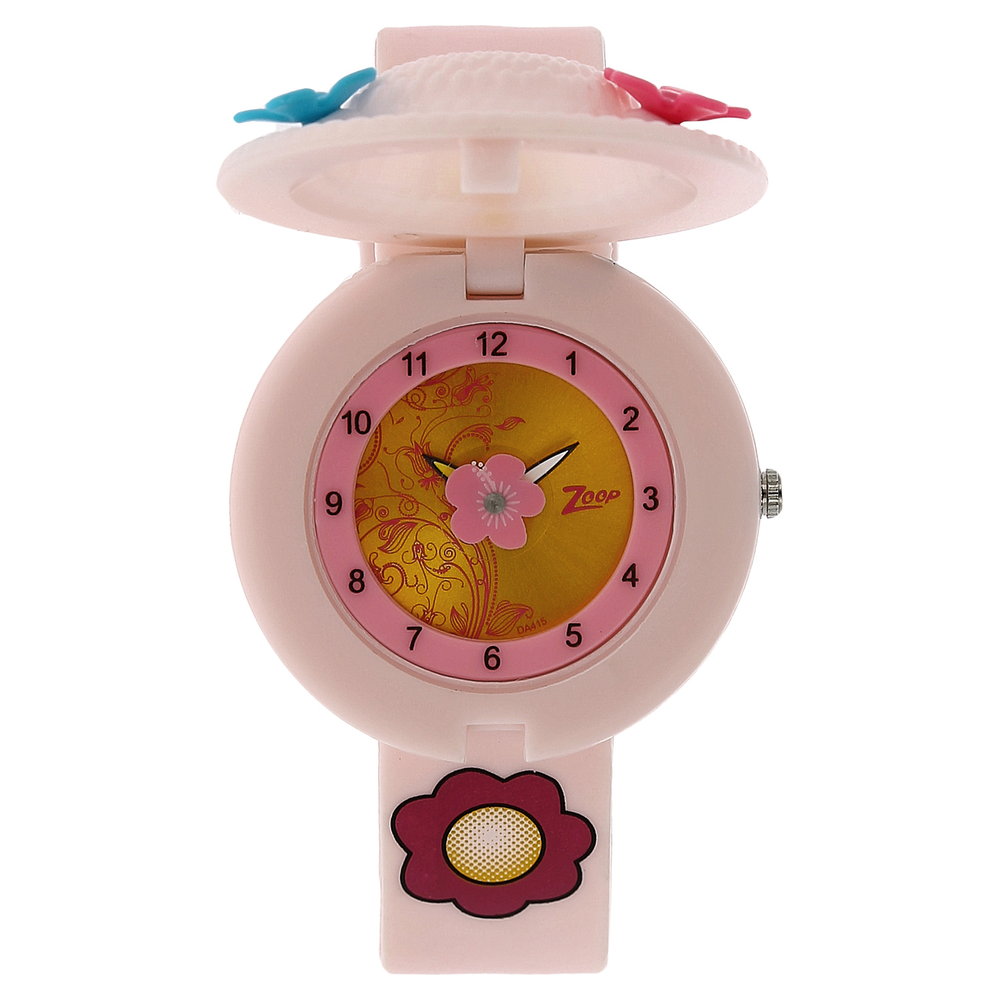 Buy Online Zoop By Titan Quartz Analog Golden Dial PU Strap