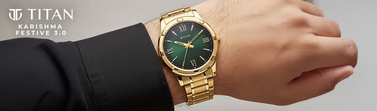 Buy Online Titan Karishma Quartz Analog Green Dial Golden