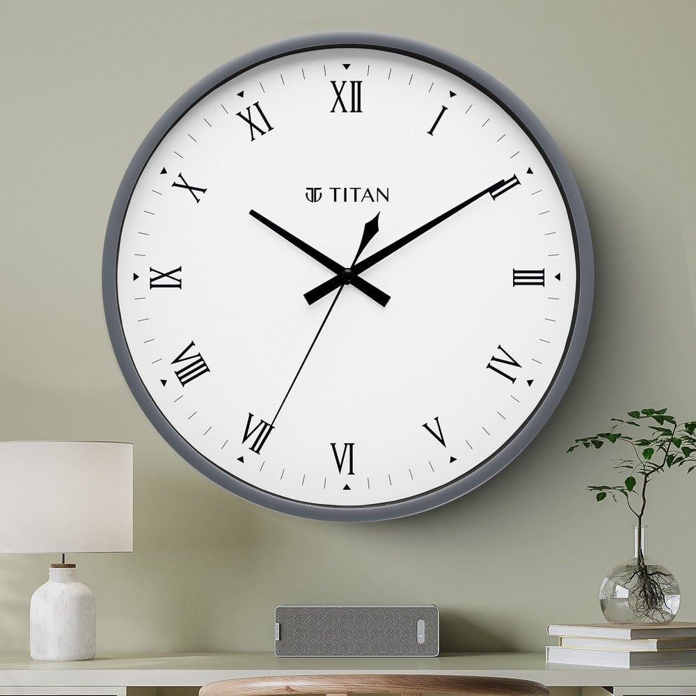 Buy Online Titan 29.5 cm White Wall Clock: Silent Sweep Technology