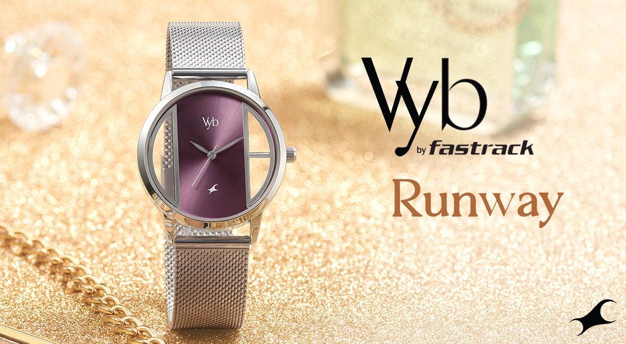 Buy Online Fastrack Vyb Runway Quartz Analog Purple Dial Stainless ...