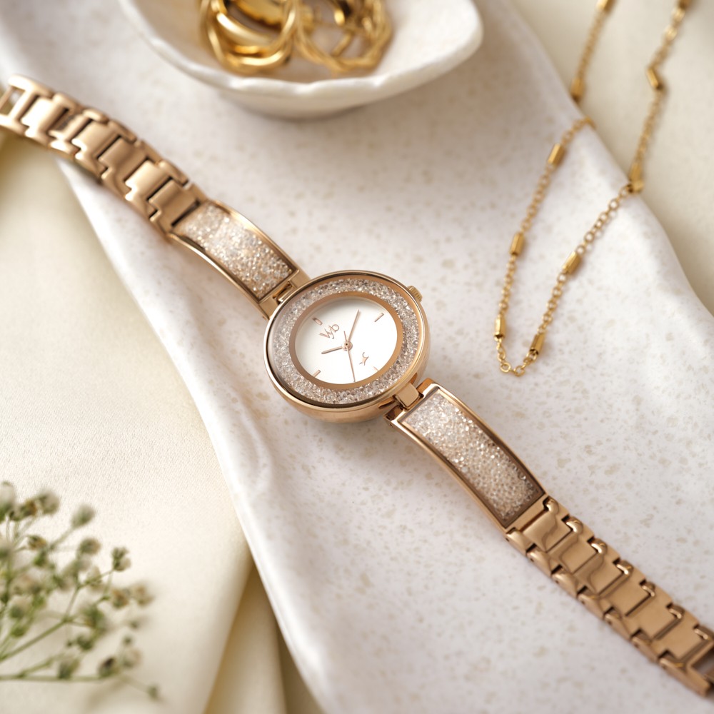 Buy Online Fastrack Vyb Starlet Quartz Analog White Dial Rose Gold Color Metal Strap Watch For Girls fv60053wm01w Titan