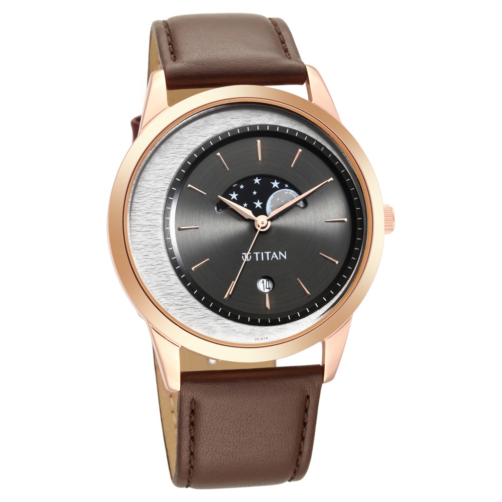 Buy Online Titan Crescent Quartz Analog Leather Strap watch for