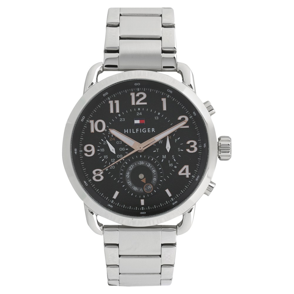 Buy Online Tommy Hilfiger Quartz Multifunction Black Dial Stainless Steel Strap Watch for Men ncth1791422w Titan