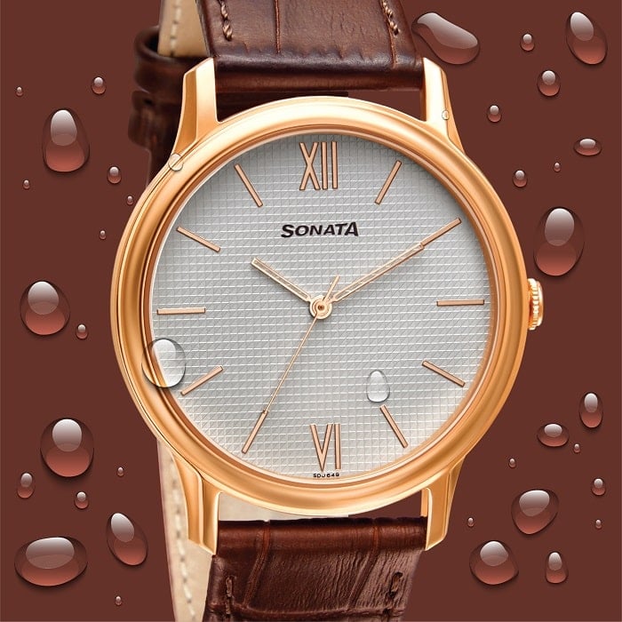 Buy Online Sonata Beyond Gold Quartz Analog Black Dial Metal Strap