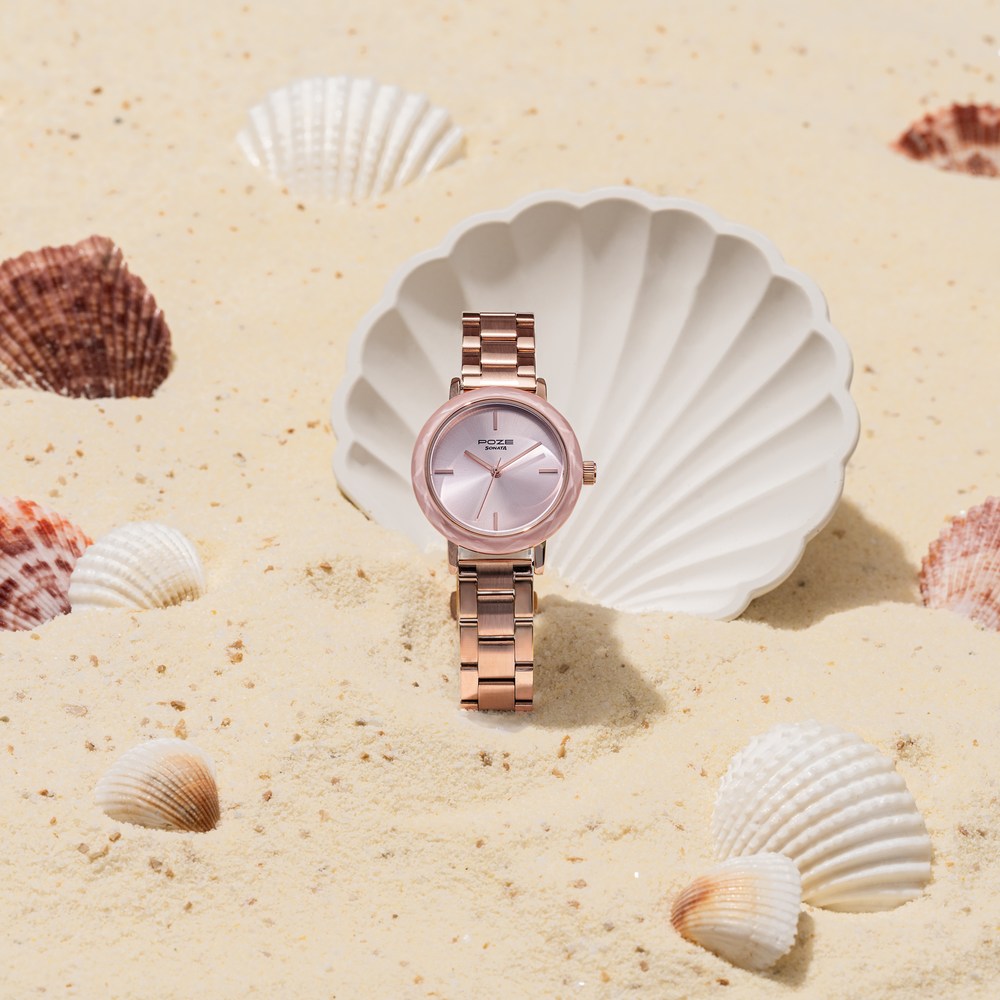 Buy Online Sonata Poze Quartz Analog Pink Dial Stainless Steel