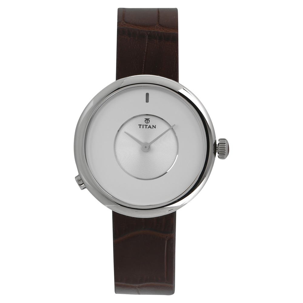 Buy Online Titan We Silver Dial Women Watch With Leather Strap 90060sl01 Titan