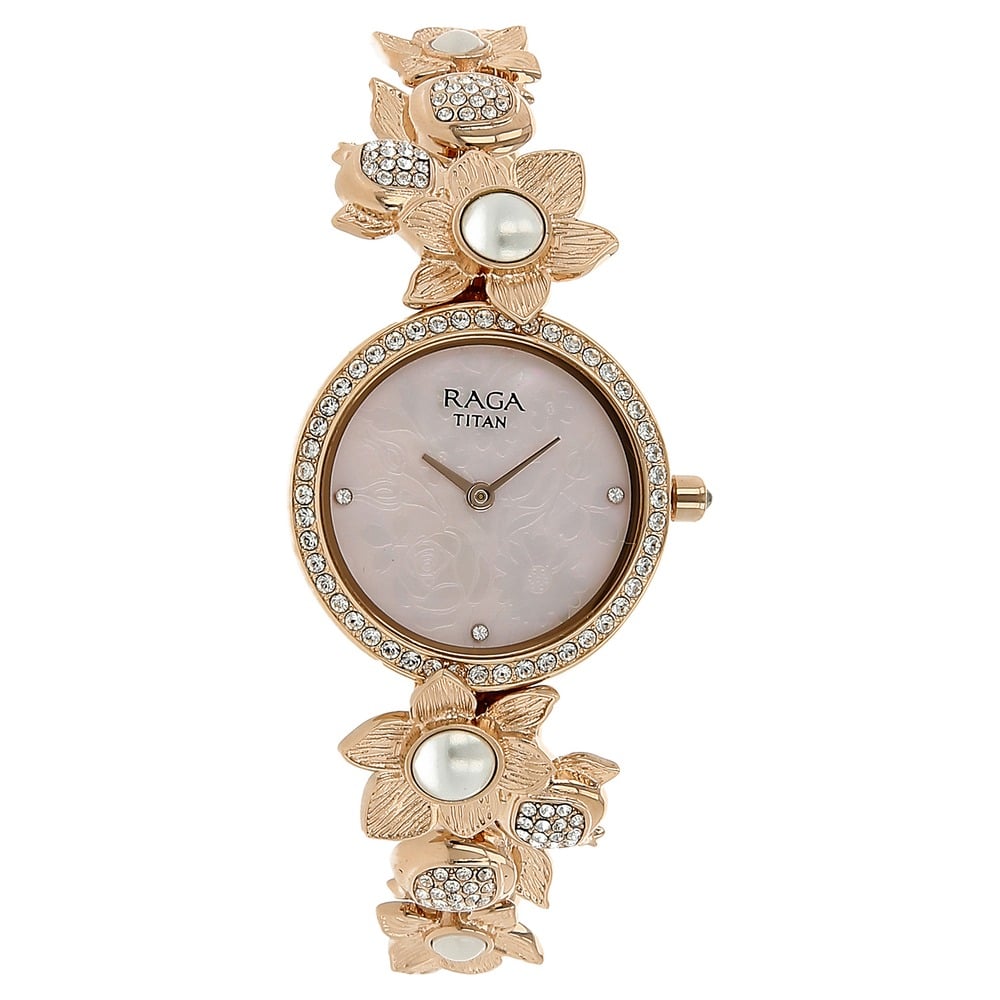 Buy Online Titan Raga Aurora Mother of Pearl Dial Women Watch With Metal Strap nm95043wm01 Titan