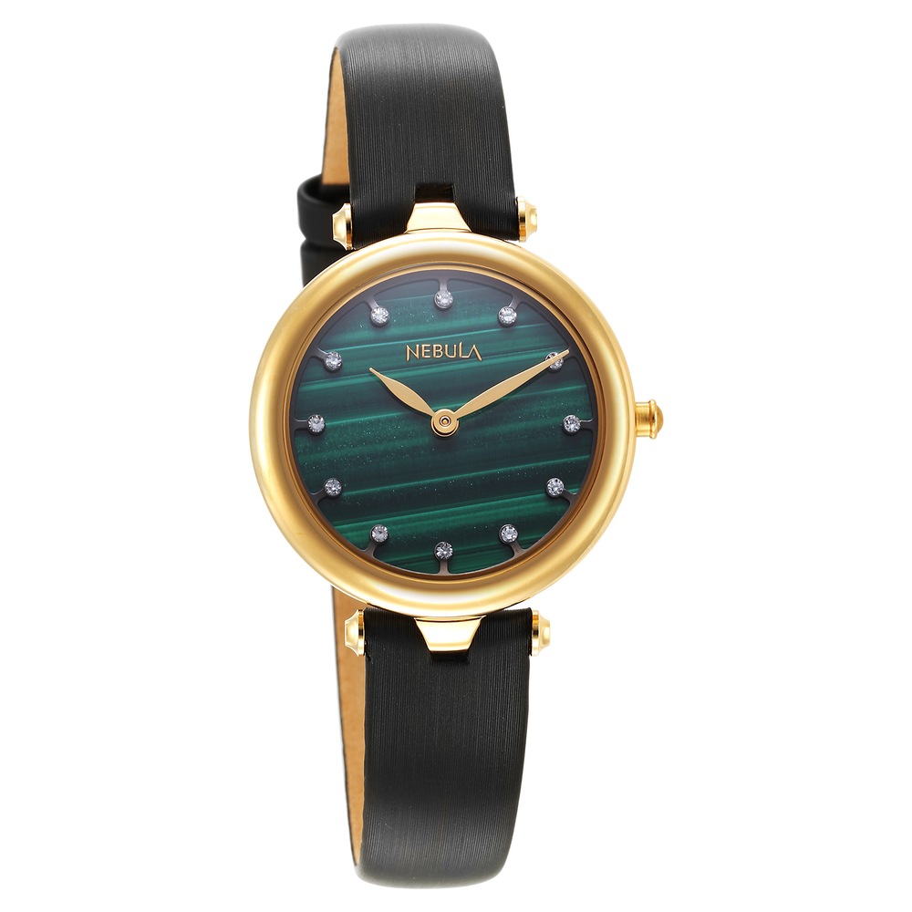 Buy Online Nebula Quartz Analog Green Dial 18 Karat Gold Strap