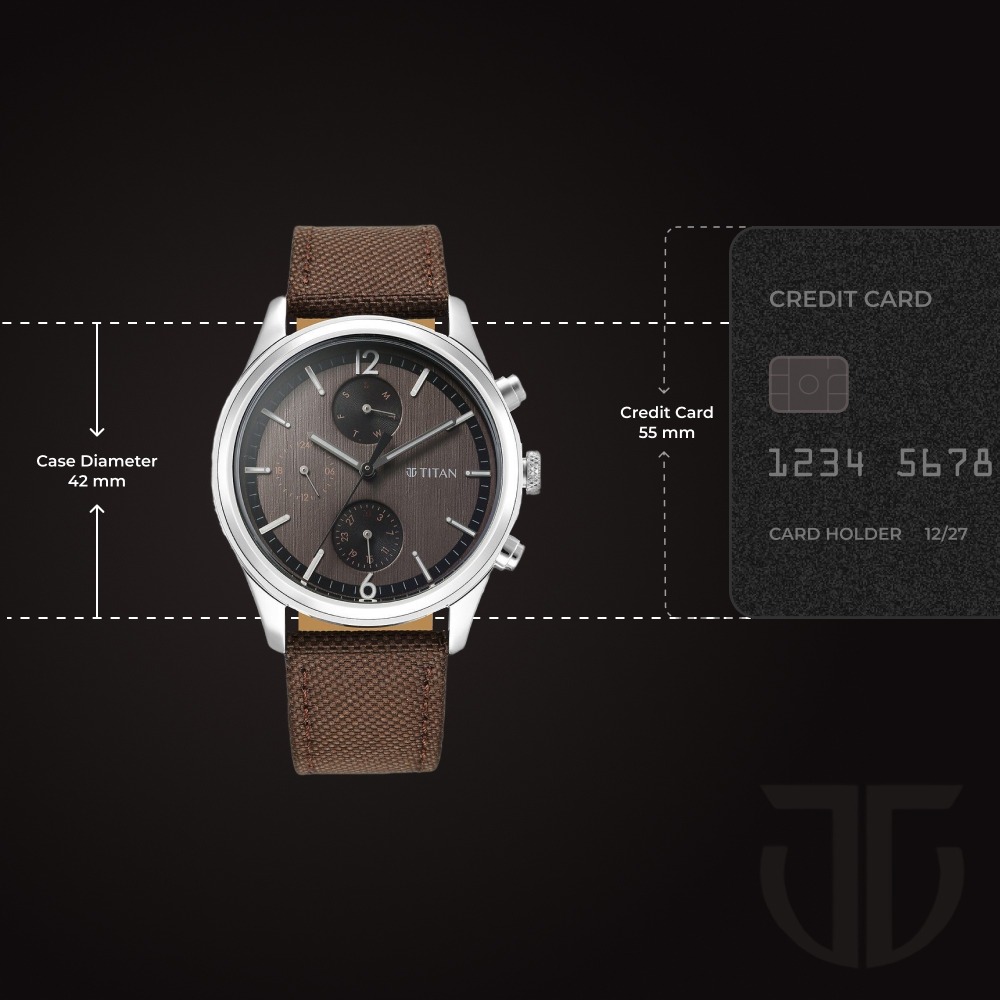 Buy Online Titan Wrist Wit Quartz Analog with Day and Date Brown Dial ...