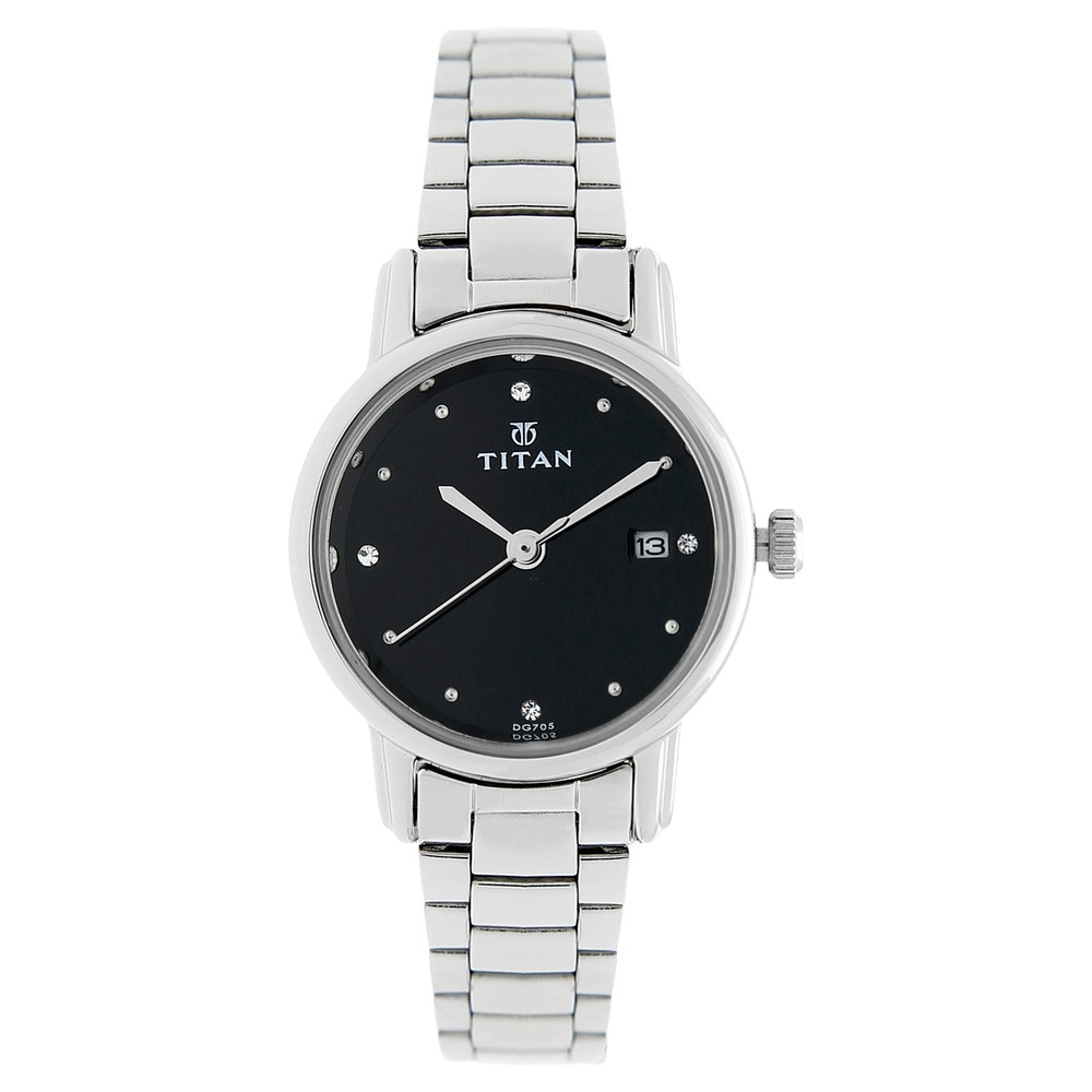 Buy Online Titan Karishma Black Dial Women Watch With Stainless Steel