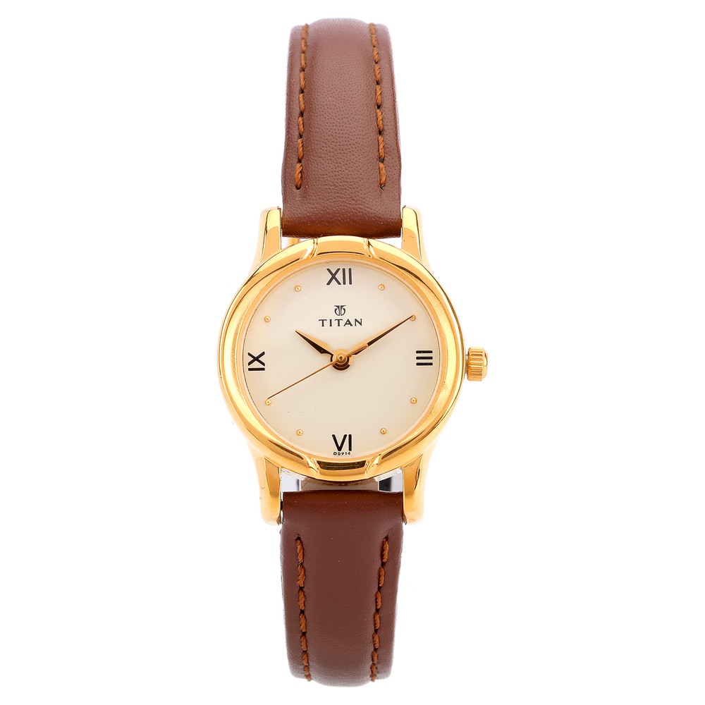 Buy Online Titan Quartz Analog Champagne Dial Watch for Women ...