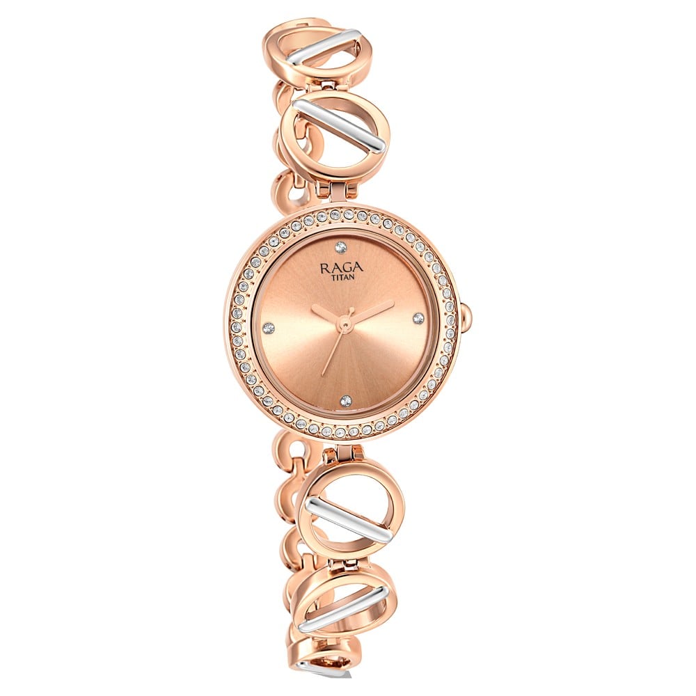 Titan raga rose gold ladies watch clearance