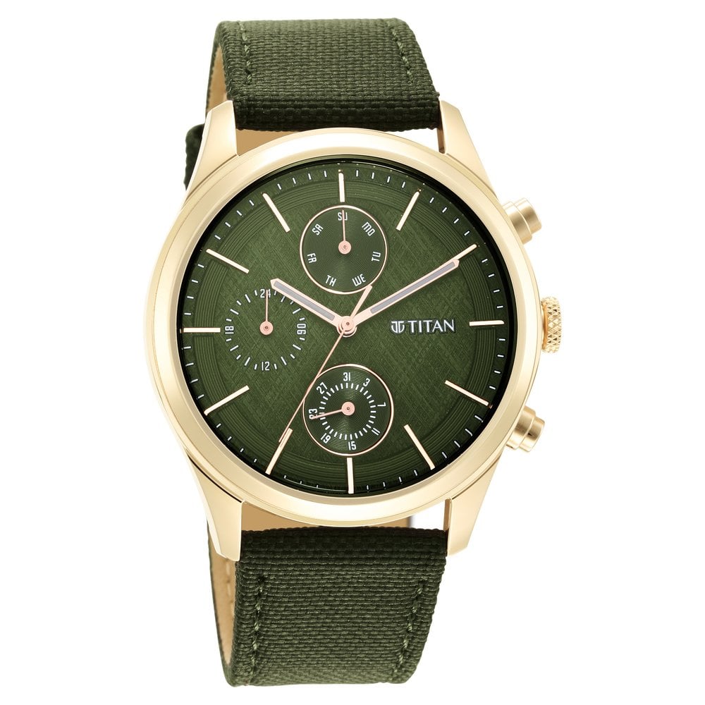 Buy Online Titan Neo Splash Green Dial Quartz Analog with Date Fabric Strap watch for Men ns1805wp01 Titan