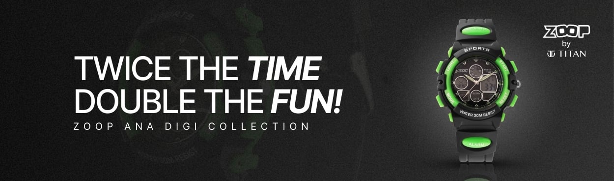 Buy Online Zoop Analog Digital Watch with Black Dial & Black Strap