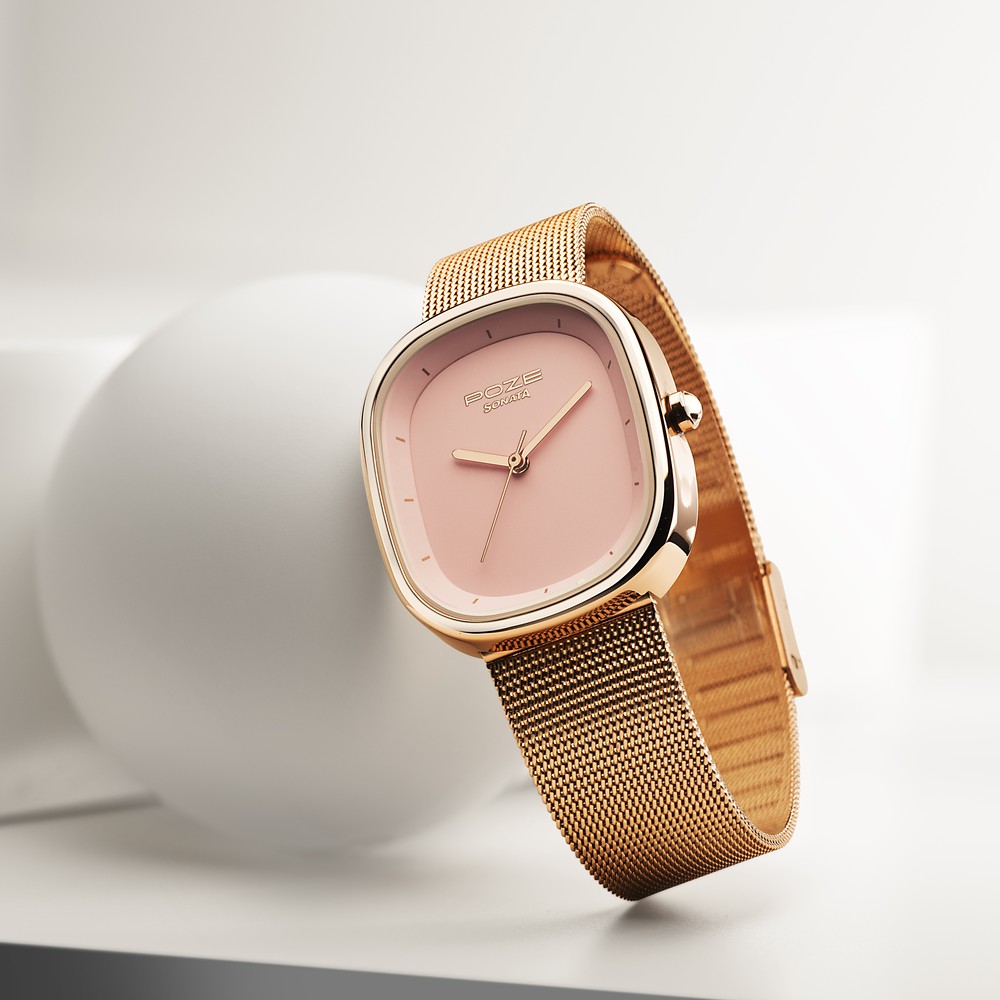 Sonata Rose Gold Mesh Strap Ladies Watch Sonata Watch Girls Buy Online  Sonata Poze Quartz Analog Pink Dial