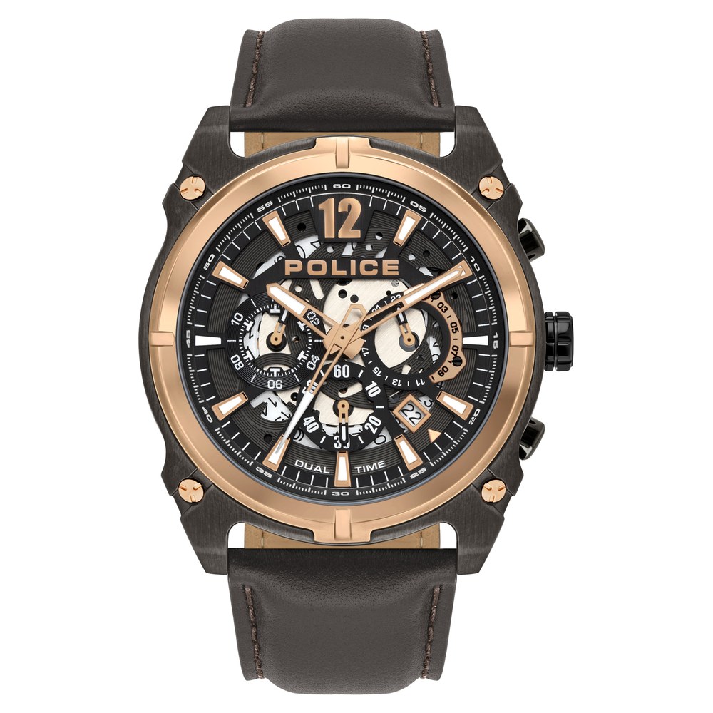 Police Antrim Orologio Uomo Al Quarzo Con Cinturino In Silicone Nero - Cassa 46mm PL.16020JSB-61P