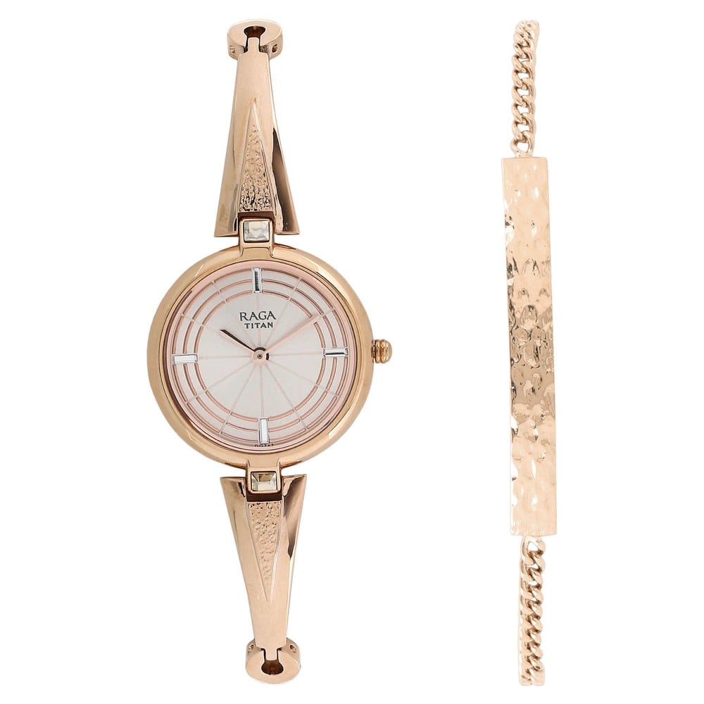 Buy Online Titan Raga Espana Rose Gold Dial Women Watch With Metal