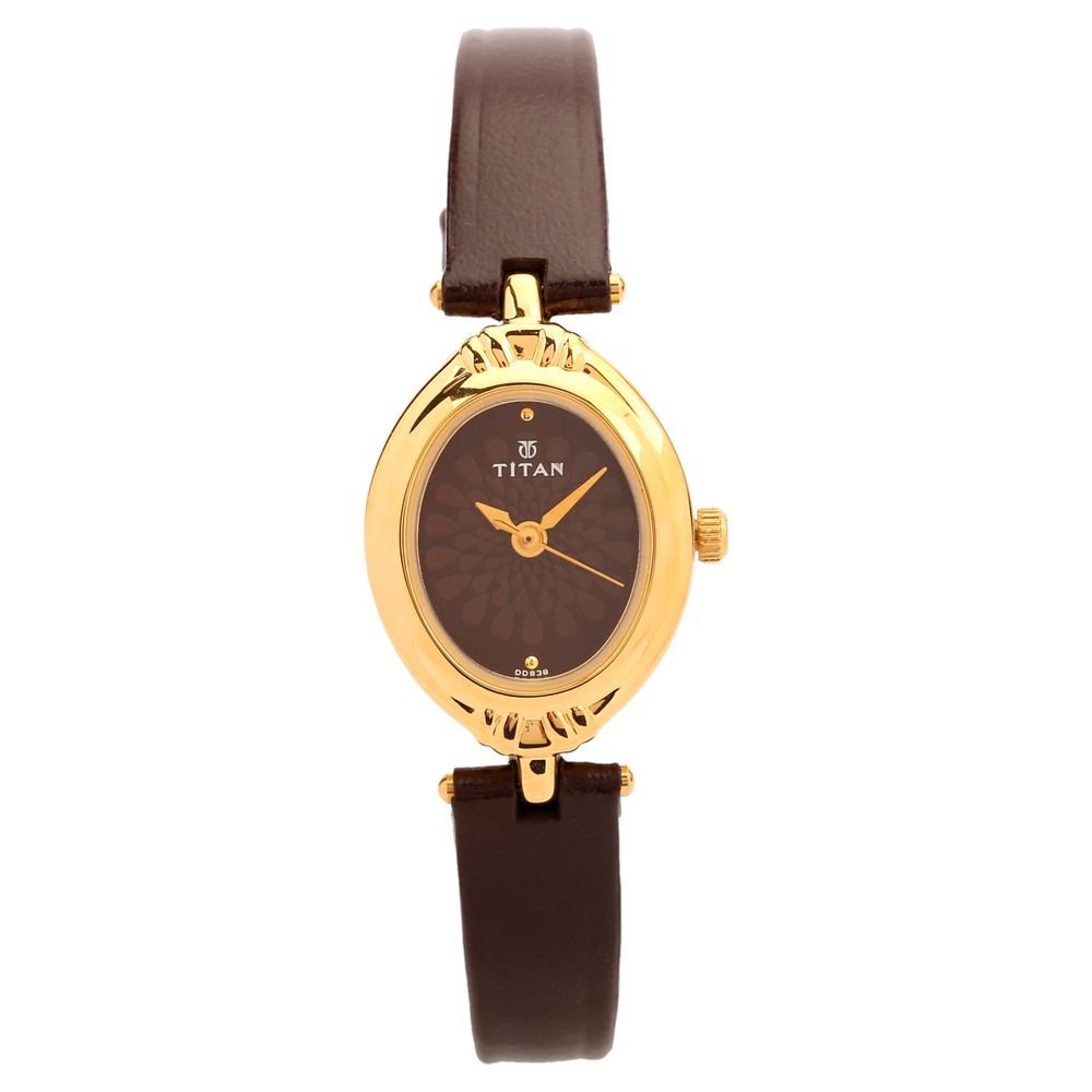 Buy Online Titan Quartz Analog Brown Dial Leather Strap Watch for Women