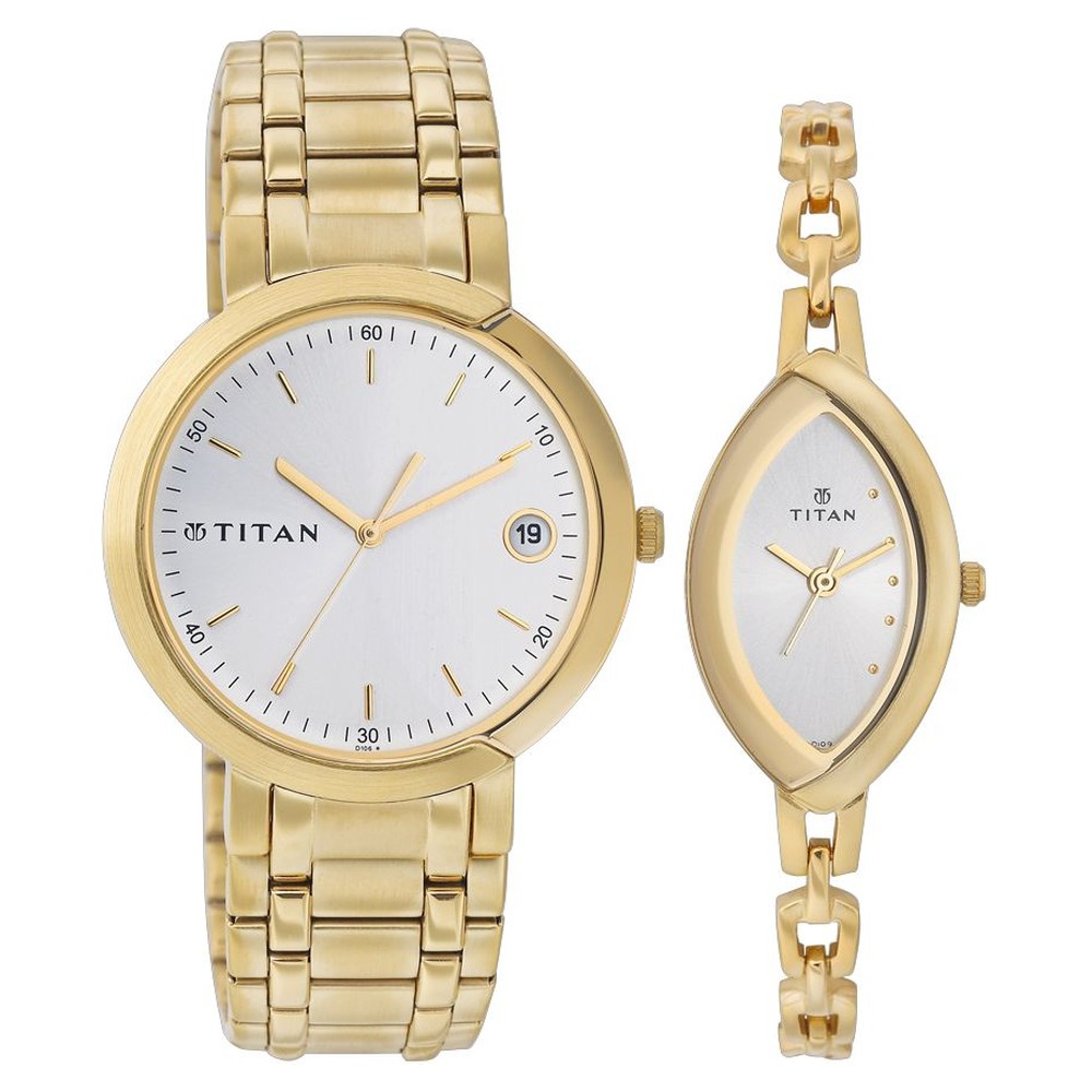 Buy Online Titan Quartz Analog Silver Dial Watch for Couple