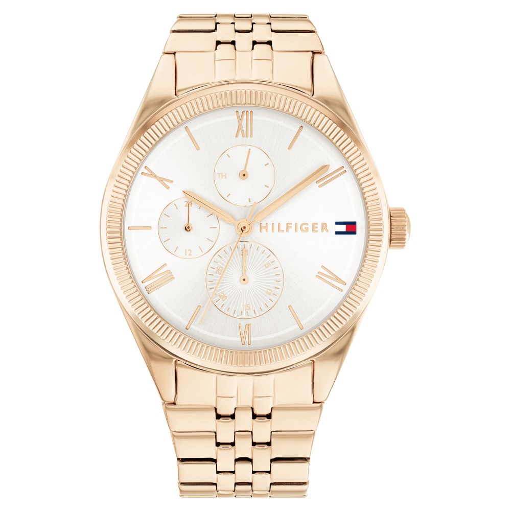 Buy Online Tommy Hilfiger Silver Dial Golden Stainless Steel Strap ...