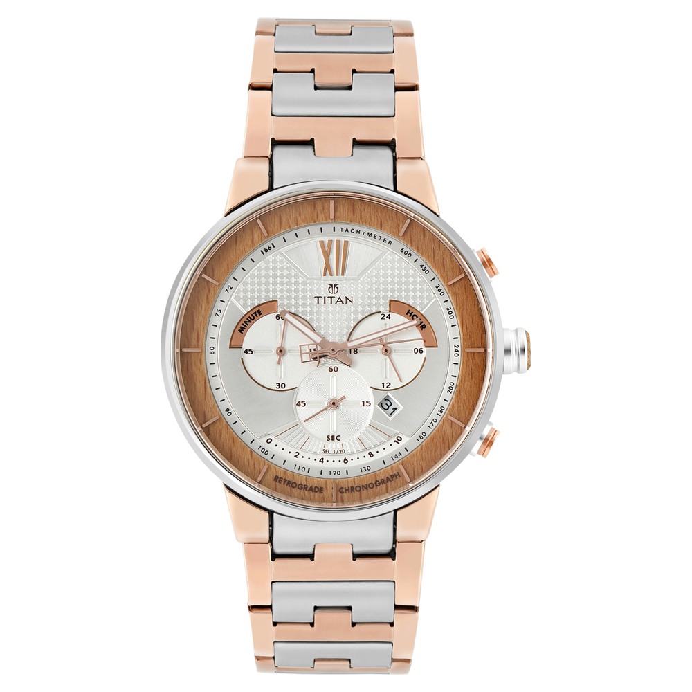Buy Online Titan Grandmaster Silver ChronoMetal Strap Watch for Men nn1786km01 Titan