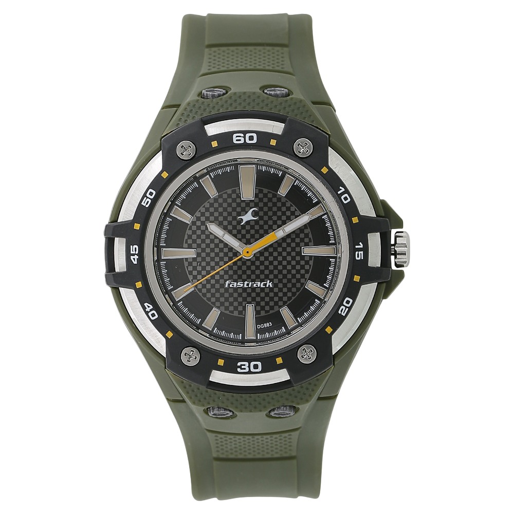 Buy Online Fastrack Quartz Analog Black Dial Plastic Strap Watch