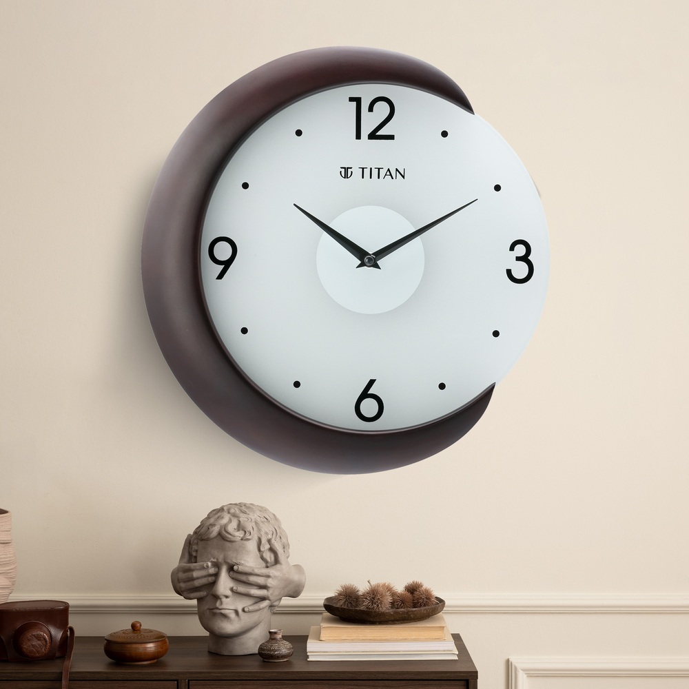 Buy Online Titan Wooden Half Moon Wall Clock with Glass Dial 32 cm x