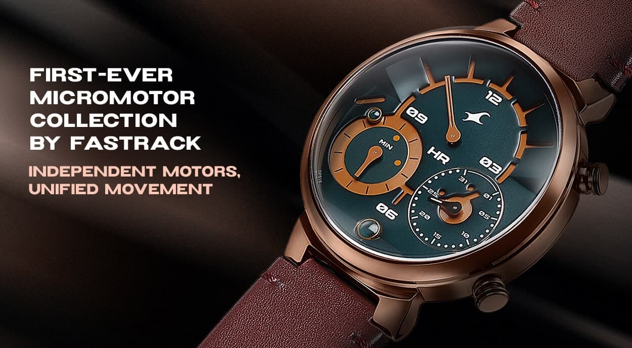 Buy Online Fastrack Gambit Micromotor Green Dial Brown Leather